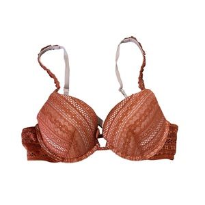 Victoria’s Secret 34B Orange Lace Push‎ Up Bra Cute